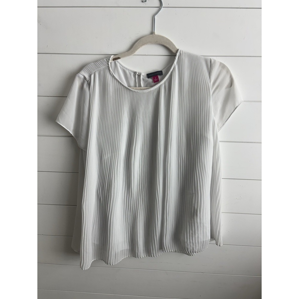 Vince Camuto White Pleated Blouse Size Small 0708